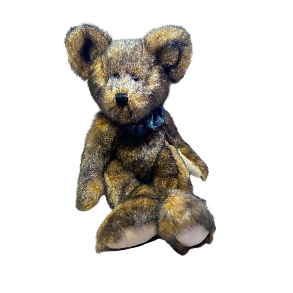 12" Vintage ABC Distributing Teddy Bear Plush Plaid Neck Tie